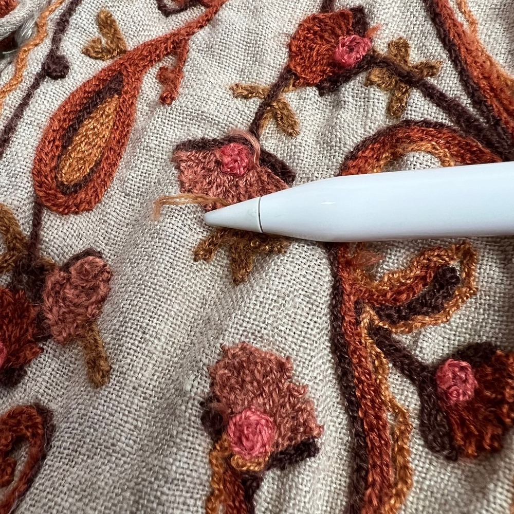 VTG Soft Surroundings XL Embroidered 100% Linen Lined Kimono Jacket Coat Paisley - Picture 12 of 14